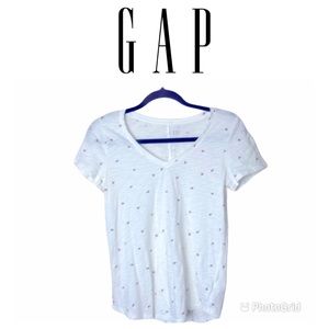 Gap White Ladybug V Neck Tee